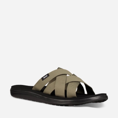 Teva Voya Slide - Men's Teva Sandals - Olive | India (YHFC80265)